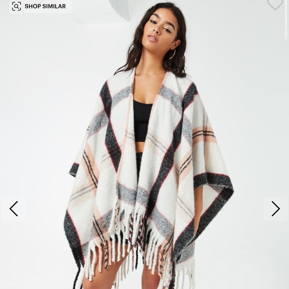 Knit plaid poncho - Picture 2 of 2